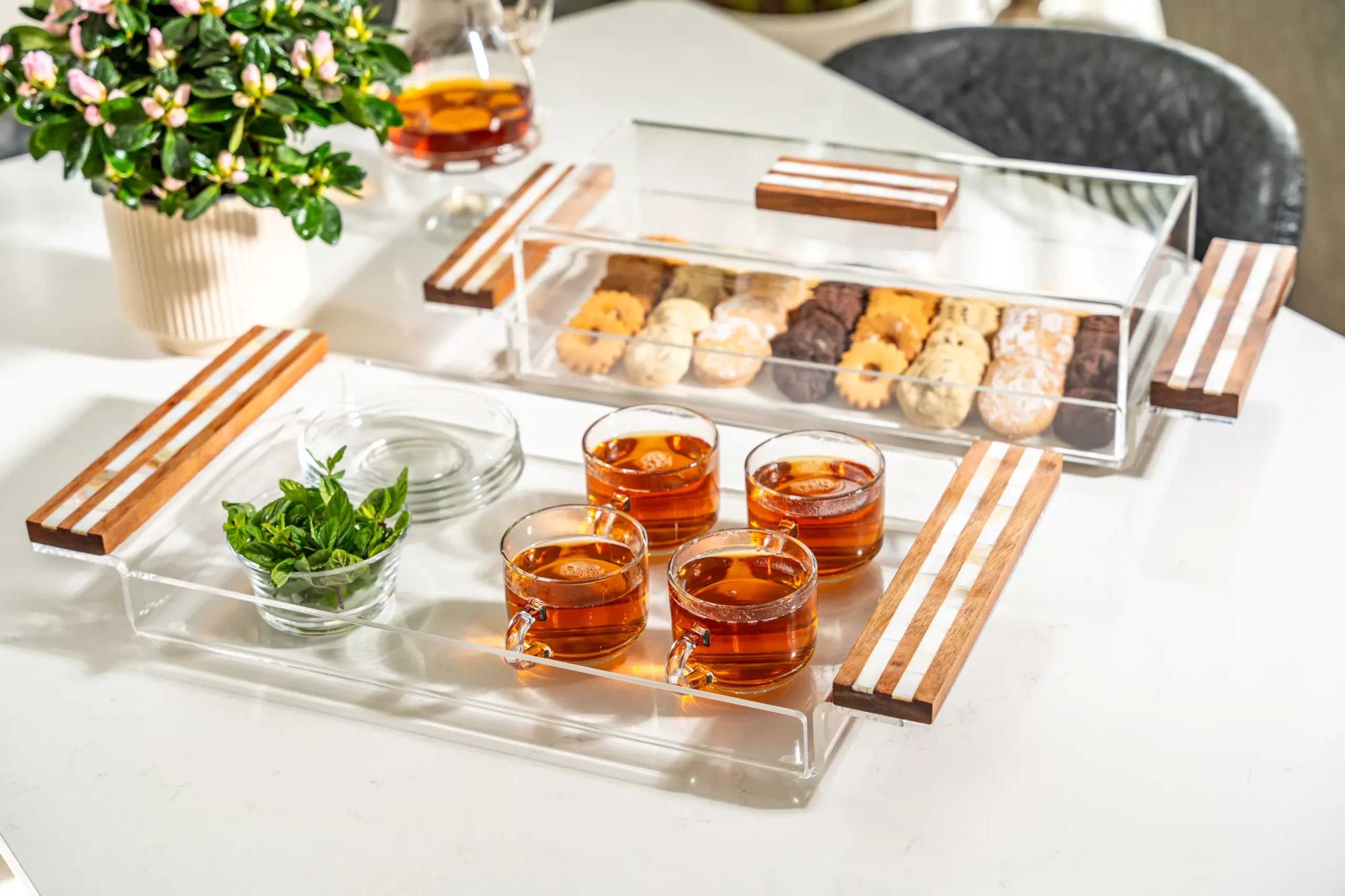 Wooden Handle Acrylic Tray 1