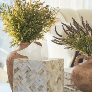 Cube Mother of Pearl Tissue Box